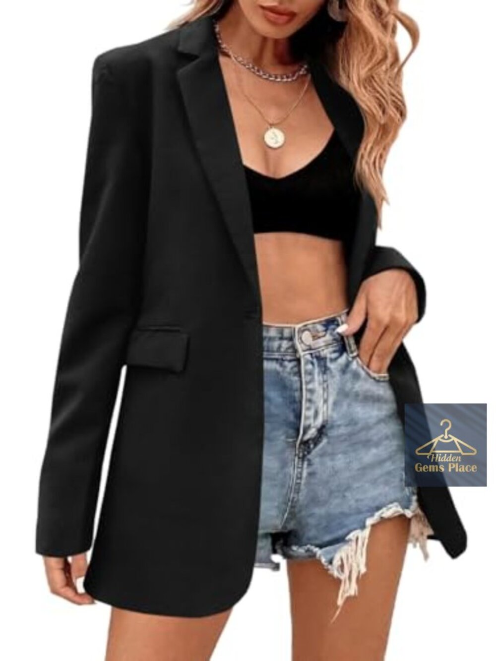 Oversized Boyfriend Blazer Suit Jacket Long Sleeve Notch Lapel